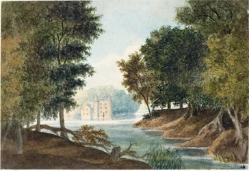 Pejzaż z rzeką i willą (akwarela, ok.1825)