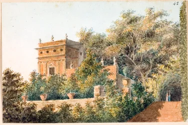 Widok Villa Pallavicini delle Peschiere, Genua (Akwarela, ok. 1825)