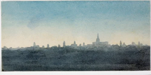 Widok miasta Florencja profil domów i pomników (Akwarela