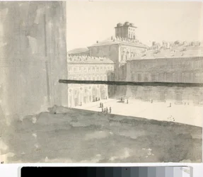 Widok na plac z okna, Włochy (Lavis, ok. 1825)