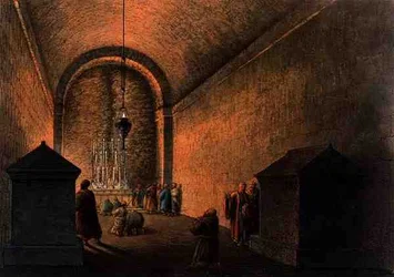 Kaplica na Górze Kalwarii w Jerozolimie, z „Widoków w dominiach osmańskich”