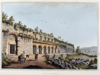 Stadium in Ruin a Ephese formerly ancient city of Greece, today in Turkey. in “” Views in the Ottoman Dominions, in Europe, in Asia, and some of the Mediterranean islands from the original drawings taken by Luigi Mayer, London