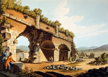 Turcja, Efez, europejscy goście w Świątyni Diany, Luigi Mayer, Grawerowanie
