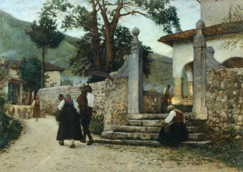 Ku wieczorowi w Colturze, Luigi Nono (1850-1918), olej na płótnie, 47,5 cm x 67.