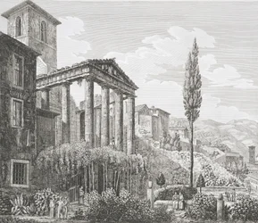 Świątynia Herkulesa w Cora, z "Le Antichita dei contorni di Roma", opublikowana w latach 1824-26 (zob. także 205038)