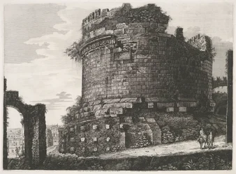 Tombe van Caecilia Metella w Rzymie Widok Wielkiego Grobu Cecylii Metelli znajdującego się przy Via Appia (tytuł na obiekcie)