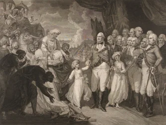 Markiz Cornwallis przyjmuje książąt zakładników, synów Tippoo Sultana