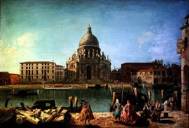 S. Maria della Salute z Rio de San Moise w Wenecji, z szlachtą i gondolierami na pierwszym planie