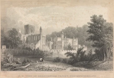 Północno-zachodni widok Brinkburn Priory, Northumberland; strona 44 (tom pierwszy)