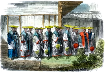 Straż nocna w Jeddo Edo, Japonia, 1864.