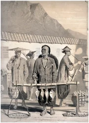 Sprzedawcy ryb, Victoria Street, Hongkong, Chiny, ok. 1860 r.