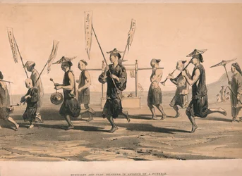 „Muzycy i nosiciele flag przed pogrzebem”, ok. 1860.