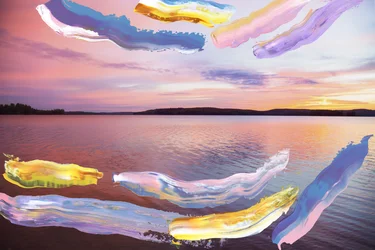 Abstrakcyjny wschód słońca, 2018 (farba akrylowa na archiwalnym druku pigmentowym)