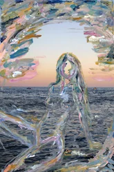 Sylwetka Miami Sunset, 2021 (farba akrylowa na archiwalnym druku pigmentowym)