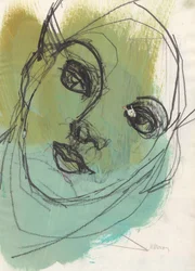 Szkicownik 20, 2024 (tempera, tusz, węgiel na papierze)