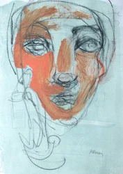 Szkicownik 47, 2025 (tempera, węgiel na papierze)