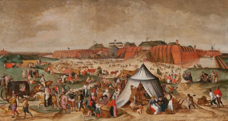 Rozbiórka cytadeli w Antwerpii, koniec XVI wieku (olej na desce)