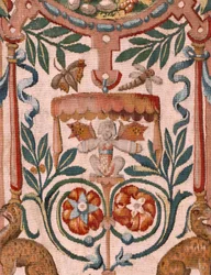 Muzeum Diecezjalne. Gobelin flamandzki. Bruksela. Pracownia François Geubelsa. Seria Historia Gedeona. Izraelici przekazują Gedeonowi swoją część łupu. Jedwab i wełna. Zapis testamentowy biskupa.