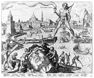Kolos z Rodos, płyta 4 z Ośmiu cudów świata, inż. Philips Galle, 1572