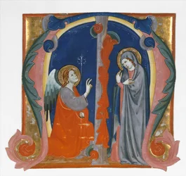 Zwiastowanie w inicjale M, ca. 1310-15.