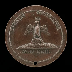 Orzeł w koronie na kopcu pośród wód [rewers], 1523.