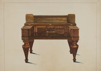 Melodeon przekształcony w biurko, c. 1937.