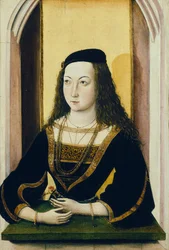 Portret młodej kobiety trzymającej kwiat, koniec XV w.