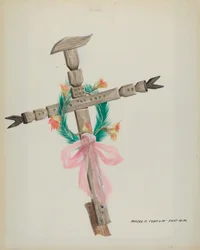 Rzeźbiony krzyż - grób, ok. 1900 r. 1937.