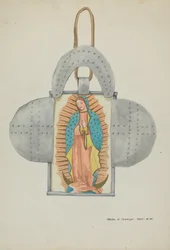 Ręcznie rysowana Guadalupe w formie cyny, ok. 1900 r. 1937.