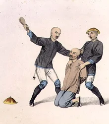 Ukaranie wioślarza, tablica 7 z „The Punishments of China”, ryt. J. Dadley