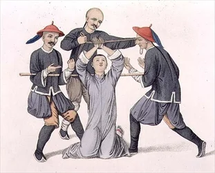Torturowanie palców, tablica 10 z „The Punishments of China”, ryt J. Dadley