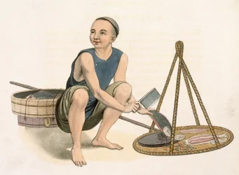 Sprzedawca ryb, płyta 39 z filmu „The Costumes of China”, ryt. J. Dadley, 1800