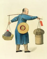Sprzedawca żmij, tablica 46 z "The Costume of China", wyryta przez J. Dadley, 1800 r.