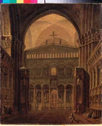 Wnętrze świątyni w Jerozolimie - Obraz Maxima Nikiphorovicha Vorobyeva (Vorobiev) (1787-1855), olej na płótnie