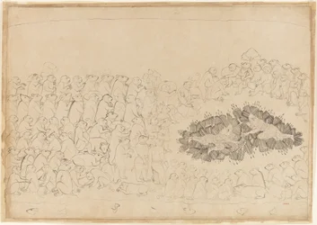 Rama i Lakszmana przytłoczeni strzałami: Folio z serii Oblężenie Lanki, ca. 1725.