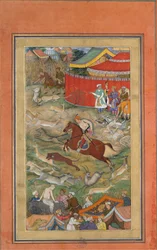 Hameed Bhakri Punishad autorstwa Akbara, Folio z Akbarnama, ca. 1604.