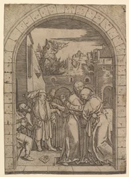 Joachim w objęciach św. Anny pod złotą bramą w Jerozolimie, za Dürerem, ca. 1500-1534.