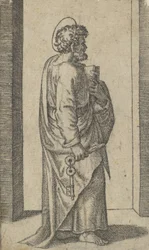 Święty Piotr, klucze w prawej ręce, księga w lewej, zwrócona w prawo, z serii „Pic..., ca. 1500-1527.
