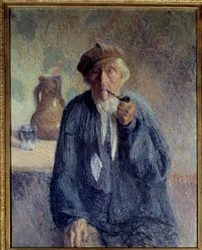 Portret starego wieśniaka palącego fajkę Obraz Marcela Couchaux (1877-1939) XX wiek Słońce. 0,92x0,73 m Rouen, Musee des Beaux Arts Uwaga! Korzystanie z tej pracy może wiązać się z prośbą o autoryzację strony trzeciej lub dodatkowymi opłatami