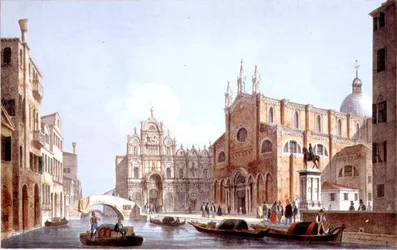 Kościół św. Giovanni i Paolo i S. Marco, Wenecja, grawerowane przez Brizeghela (lito)