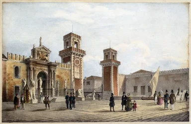 Arsenał w Wenecji w „Albumie głównych widoków Wenecji” rysuje Marco Moro ed. Gio Brize-Ghel b.d. 1840. Ok.
