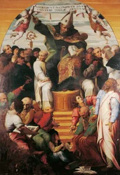 Św. Augustyn w chwale dyskutujący z heretykami – Marco Cardisco (ok. 1486-1542)