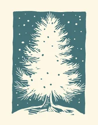Biała choinka, 2023 (linoleum na papierze)