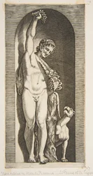 Faun stojący w niszy trzymający prawą ręką w górze kiść winogron i... ok. godz. 1515-27.