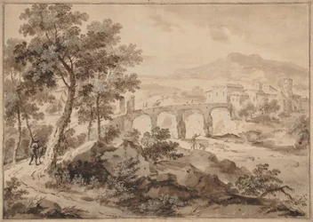 Krajobraz z mostem, 1700-1729.