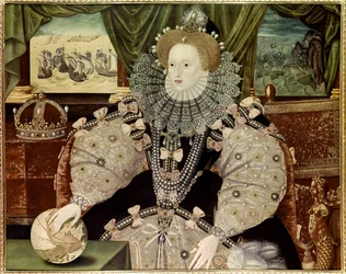 Portret królowej Anglii Elżbiety I, znany jako portret Armady, ok. 1588 r. (olej na płycie)
