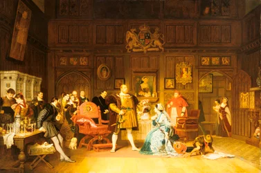 Henryk VIII i Anna Boleyn obserwowani przez królową Katarzynę, 1870