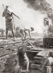 Budowanie zigguratów, ogromnych piramidalnych wież świątynnych, które zostały po raz pierwszy zbudowane w sumeryjskich miastach-państwach, z Hutchinson