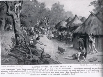 Atak Cezara na Verulamium, ilustracja z "Hutchinson