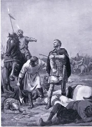 Schwytanie cesarza Romanusa Diogenesa przez Alp Arslanti w 1071 r. n.e. (litografia)